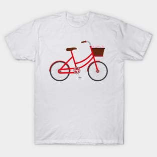 Red Bicycle with Flowers T-Shirt